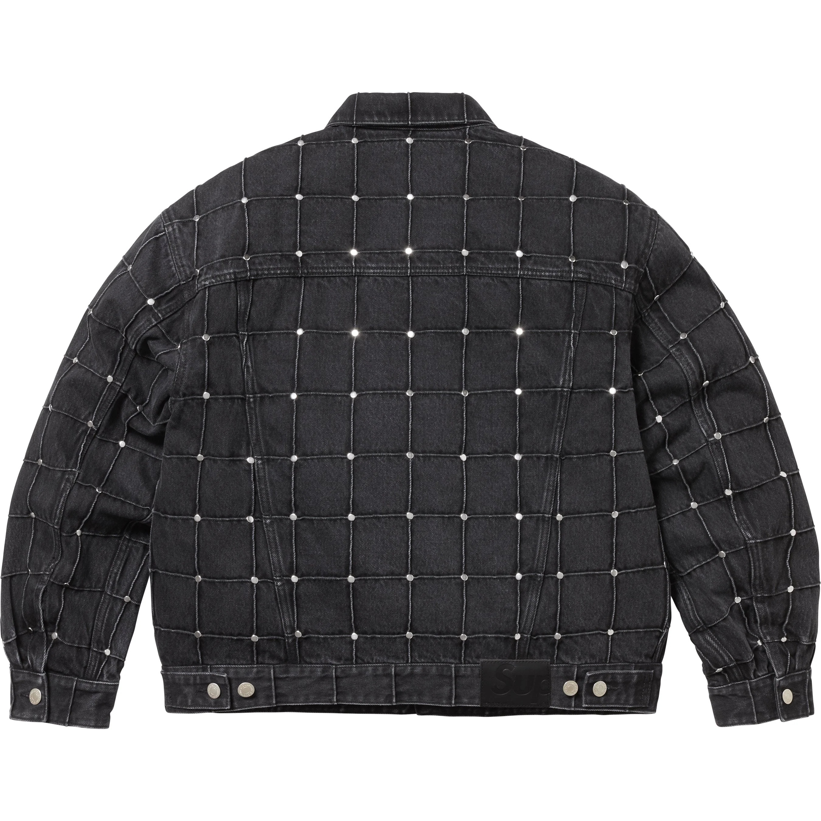 Studded Seam Denim Trucker Jacket view 5